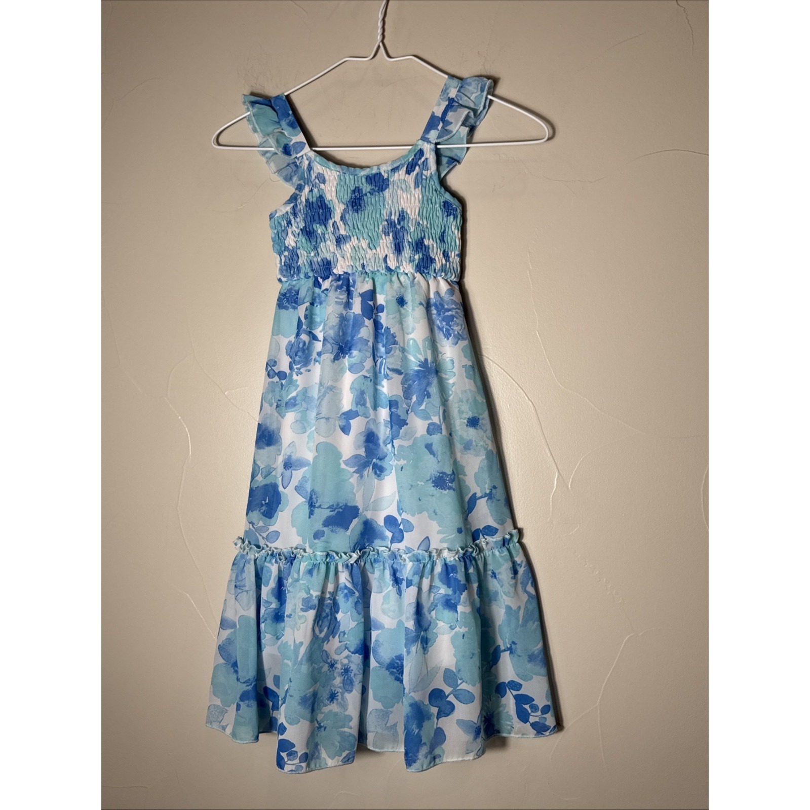 Zenzi Girls Blue Floral Dress (Size Xs 4/5) Long, Great For Easter Or Beach
